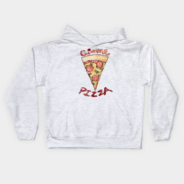 Gimme Pizza Kids Hoodie by bubbsnugg